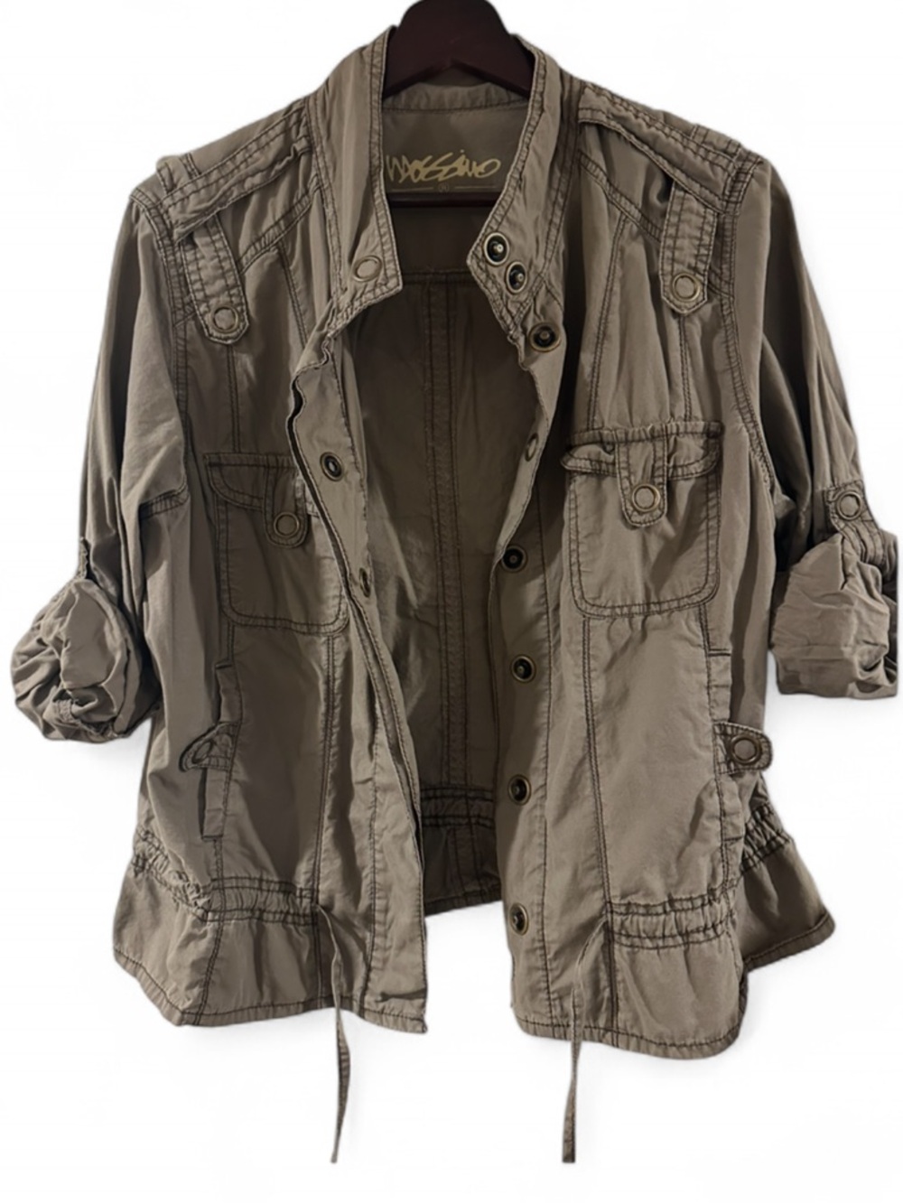 Vintage Y2K Army Green Military Cotton Shirt Jacket Size Women’s XXL - Picture 3 of 7